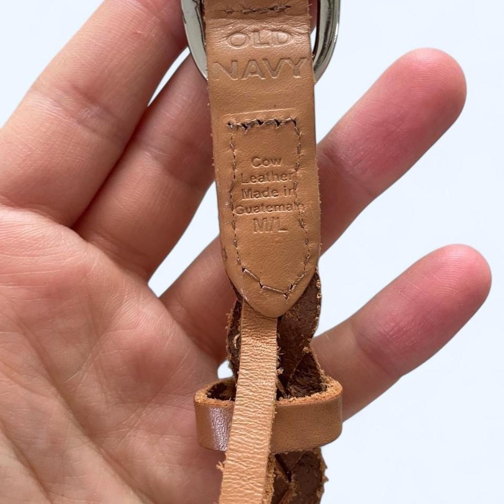 Tan leather braided skinny belt with silver buckle size M/L by Old Navy - Picture 4 of 5